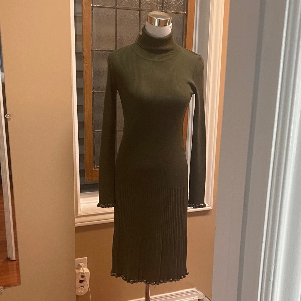 Missoni Olive Green Turtleneck Midi Dress